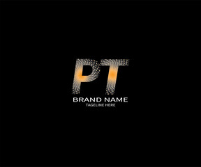 PT letter logo creative design. PT unique design. PT letter logo design on black background