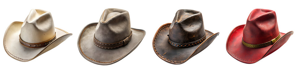 Colorful cowboy hats transparent background PNG file