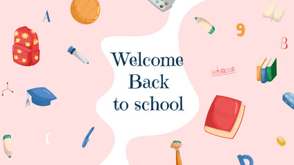 Childrens cute school poster. Back to school. Usable for your flyer, template, post, bussiness.