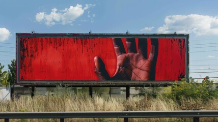 A billboard campaign with powerful images and quotes non-violence , International day of Non-Violence