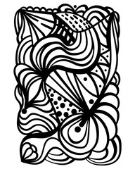 Abstract coloring page with creative patterns and lines, patterned element for colouring or making metaphorical cards
