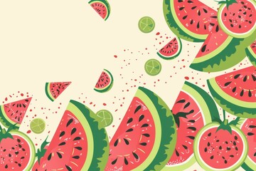 Colorful Watermelon Slices Background Design. Food