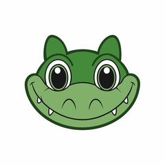 Vector Line Art Illustration of Cute Crocodile Face in White Background