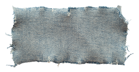Piece of torn denim on a white background. Denim texture