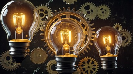 light bulb on black background