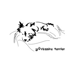 Stylized Yorkshire Terrier. Vector drawing of a small dog. Gestalt animal design