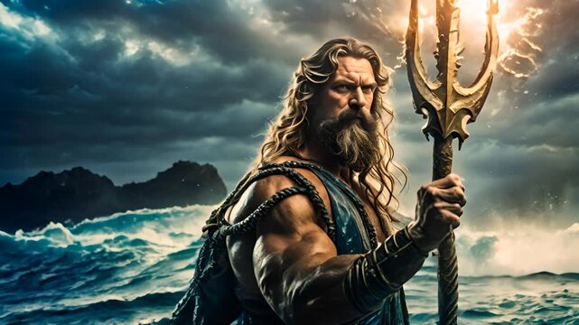 Poseidon God of the seas, Light from the trident, Greek mythology