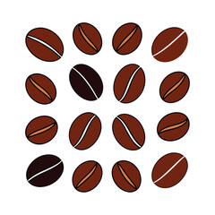 Piles of Coffee Beans Vector Illustration.
