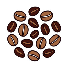Piles of Coffee Beans Vector Illustration.