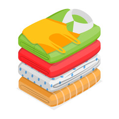 3D Isometric Flat Vector Illustration of Apparel Heap, Clothes Pile. Item 1
