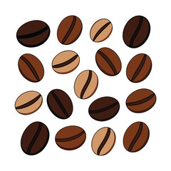 Piles of Coffee Beans Vector Illustration.