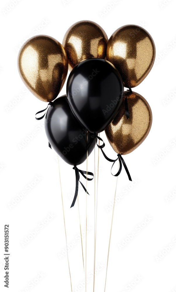 Wall mural PNG Elegant black gold balloons celebration