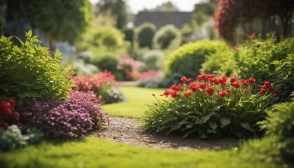 A burst of crimson blooms in a summer garden