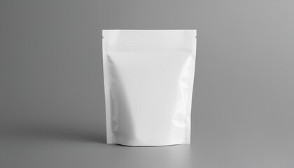 White ziplock packaging bag mockup isolated on grey background