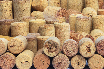 Closeup pattern background of many different wine corks