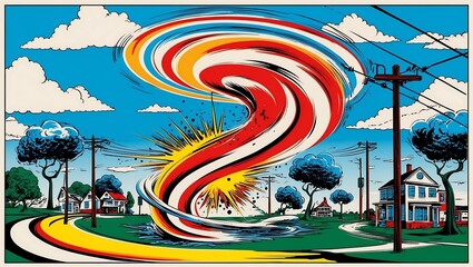 Abstract Tornado Artwork Vibrant Whirlwind Colorful Cyclone Artistic Print Nature Illustration Surreal Twister Poster Wall Art