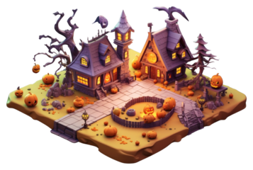 PNG  Cute halloween jack-o'-lantern representation architecture.