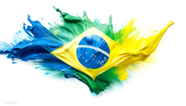 Brazil Flag Paint Splash: Colorful Explosion for Celebration