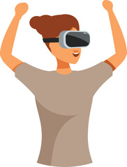 Young woman is filled with joy as she explores a virtual world through a vr headset