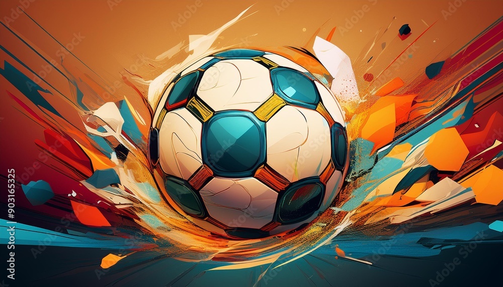 Wall mural soccer ball in flames