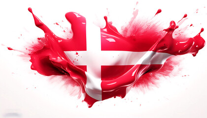 Denmark Flag Paint Splash: Colorful Explosion for Celebration