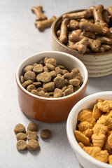Pet food. Dry food for cats, dogs and bunnies. Nutrition for pets