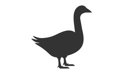 Goose silhouette on white background. Vector illustration.