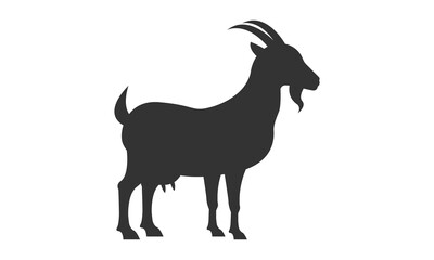 Goat silhouette on white background. Vector illustration.