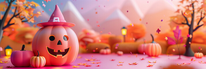 Halloween simple cute background with space for text, kawaii, happy style