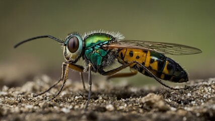 Daring beetle exploring a moist forest floor