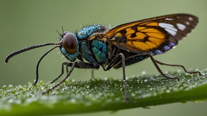 Brilliantly colored beetle reflecting sunlight with iridescent hues