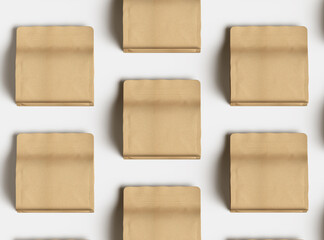 Render of a square paper doy-pack packaging with a zipper on a light background