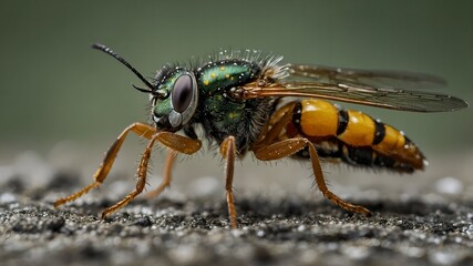 Colorful beetle hidden among the dense, verdant foliage of the forest, its vivid colors creating a beautiful contrast with the green