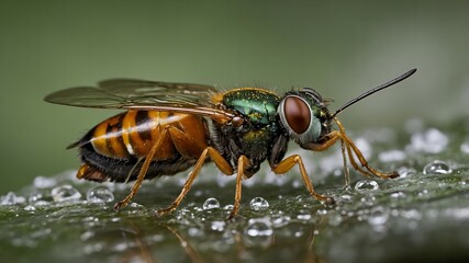 Dragonfly gliding with ease above a serene pond, its wings creating ripples on the surface of the still water