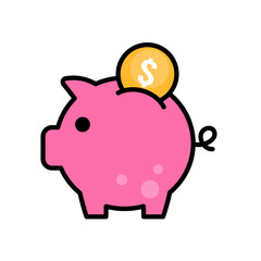 piggy bank, saving - vector icon, symbol