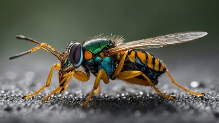Adventurous beetle on a soft forest floor