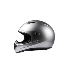 Fototapeta premium Single Silver Motorcycle Helmet Floating Mid-Air with No Design