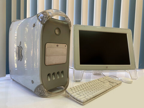 Aguascalientes, Mexico 21/04/2020 retro Power Mac G4 personal computer designed, manufactured, and sold by Apple Computer in 1999
