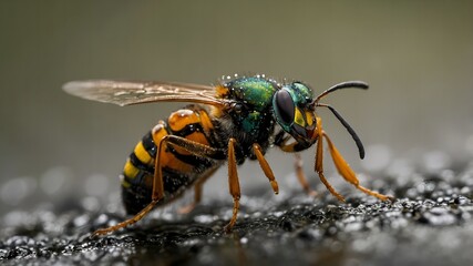 Lustrous beetle displaying a spectrum of colors in the sunlight, its iridescent shell catching the eye with every movement
