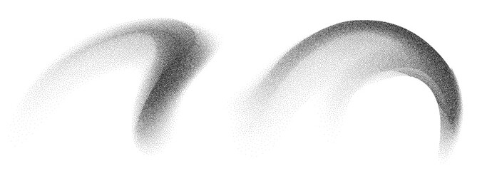 Dotwork abstract shapes, black grain texture, Abstract stipple sand effect, gradient from dots. Vector illustration.