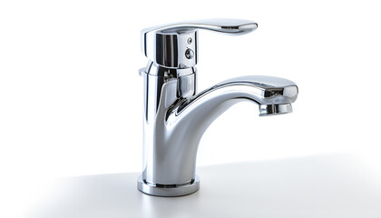 Modern Chrome Faucet with Single Lever Isolated on white background