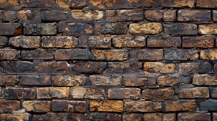 Obraz premium Old brown brick wall texture with weathered surface details