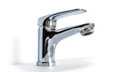 Modern Chrome Faucet with Single Lever Isolated on white background