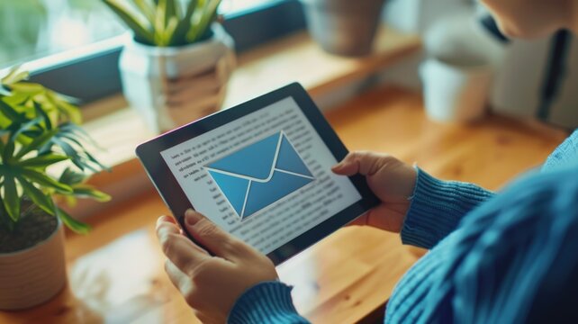 A person using a tablet to send a digital postcard, World Post Day