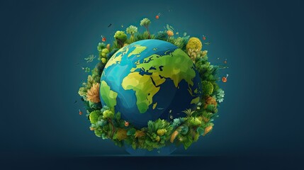 Naklejka premium save the green planet concept with fresh green fields,