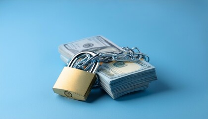 bundle of banknotes tied to a chain