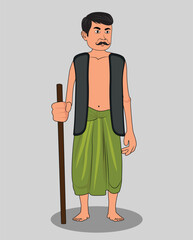 Indian village farmer cartoon character design for 2d animation