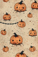 Cute Halloween Pumpkins Seamless Pattern
