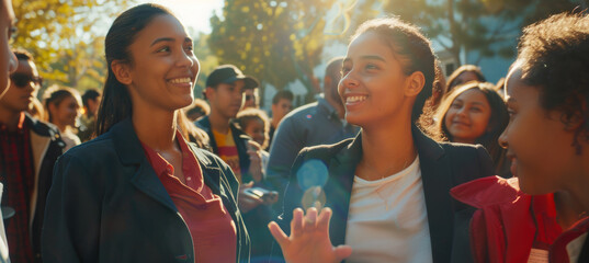 Bright Sunny Day Youth Rally Campaign Ad Highlighting Candidate's Speech and Connection with Young Generation
