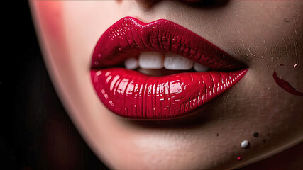 Obraz premium model girl lips, lipstick, poster for advertising perfumes and cosmetics,